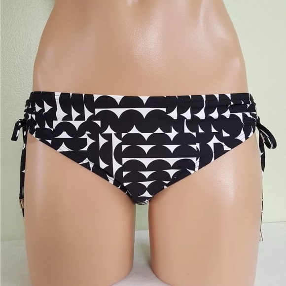 Calvin Klein Swimwear Geometric Black & White Side Tie Hipster Bikini Bottom XS - Picture 2 of 16